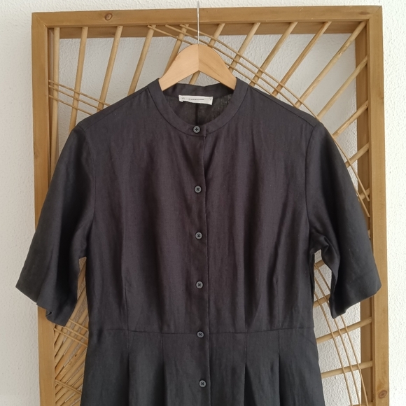 Everlane The Frolic Button Front Linen Dress Black / Size 2 - Picture 4 of 13